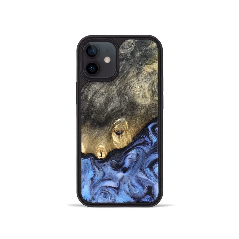 iPhone 12 mini Wood Phone Case - Mame (Blue, 830172)