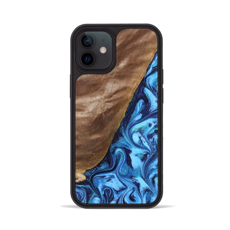 iPhone 12 Wood Phone Case - German (Blue, 830127)