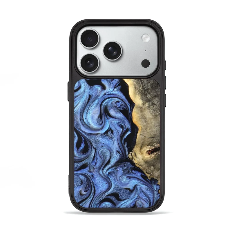 iPhone 18 Pro Wood Phone Case - Barb (Blue, 830124)