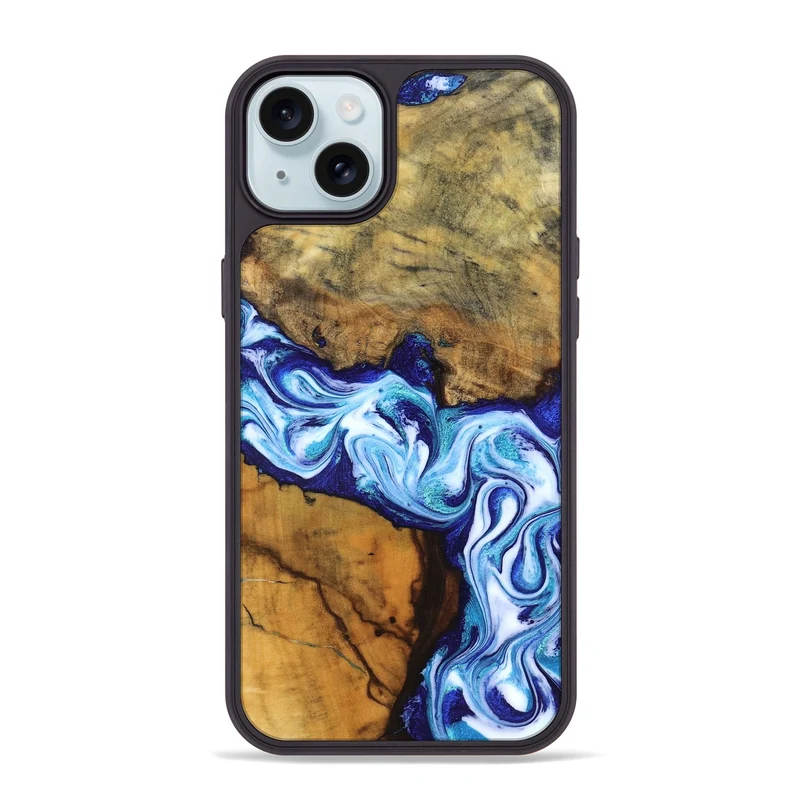 iPhone 15 Plus Wood Phone Case - Jayleen (Blue, 830121)