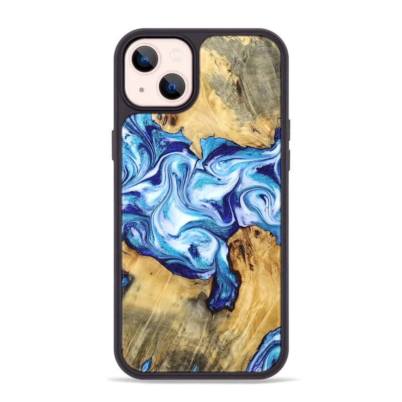 iPhone 14 Plus Wood Phone Case - Mervin (Blue, 830125)