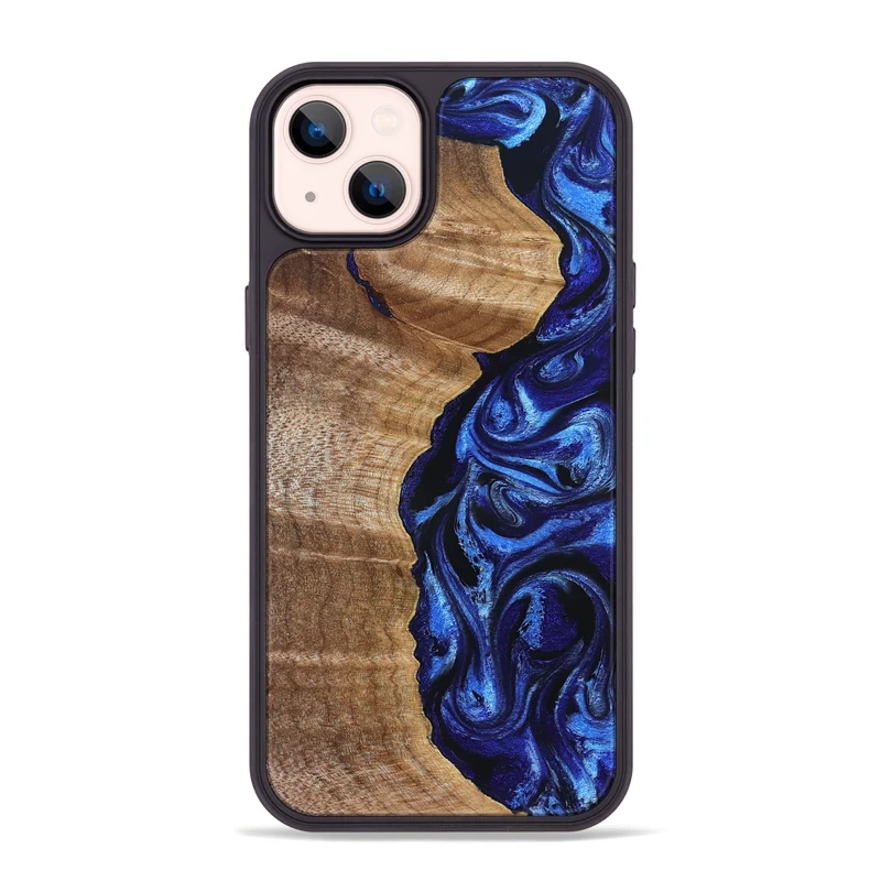 iPhone 14 Plus Wood Phone Case - Susan (Blue, 830135)
