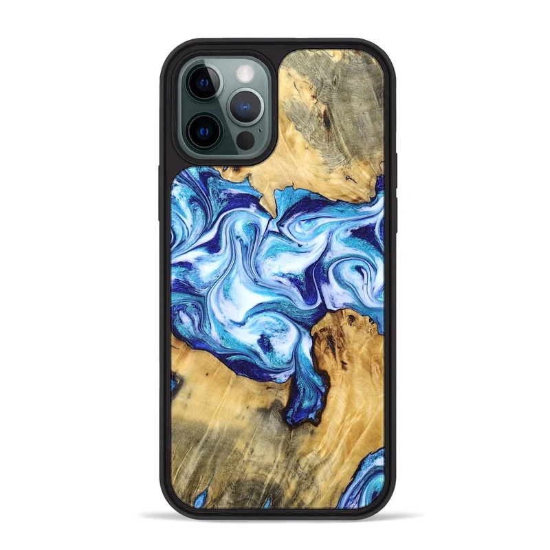 iPhone 12 Pro Max Wood Phone Case - Mervin (Blue, 830125)