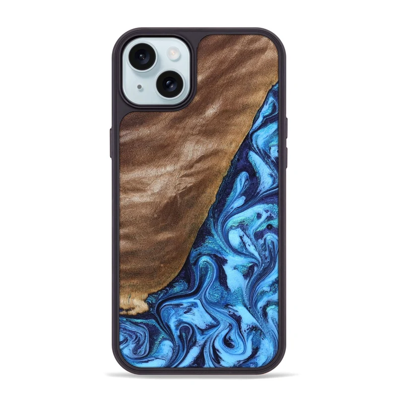 iPhone 15 Plus Wood Phone Case - German (Blue, 830127)