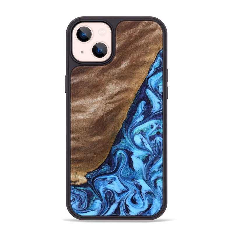 iPhone 14 Plus Wood Phone Case - German (Blue, 830127)
