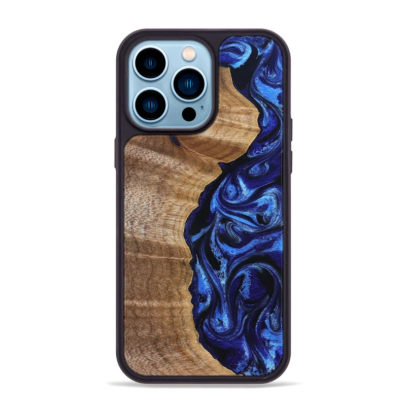 iPhone 14 Pro Max Wood Phone Case - Susan (Blue, 830135)