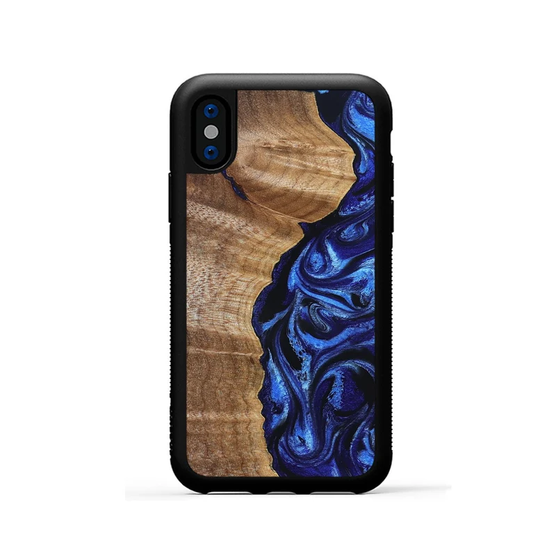 iPhone Xs Wood Phone Case - Susan (Blue, 830135)