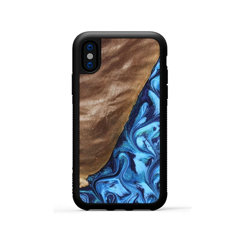 iPhone Xs Wood Phone Case - German (Blue, 830127)