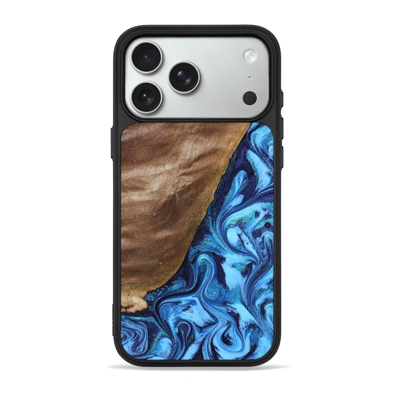 iPhone 18 Pro Max Wood Phone Case - German (Blue, 830127)