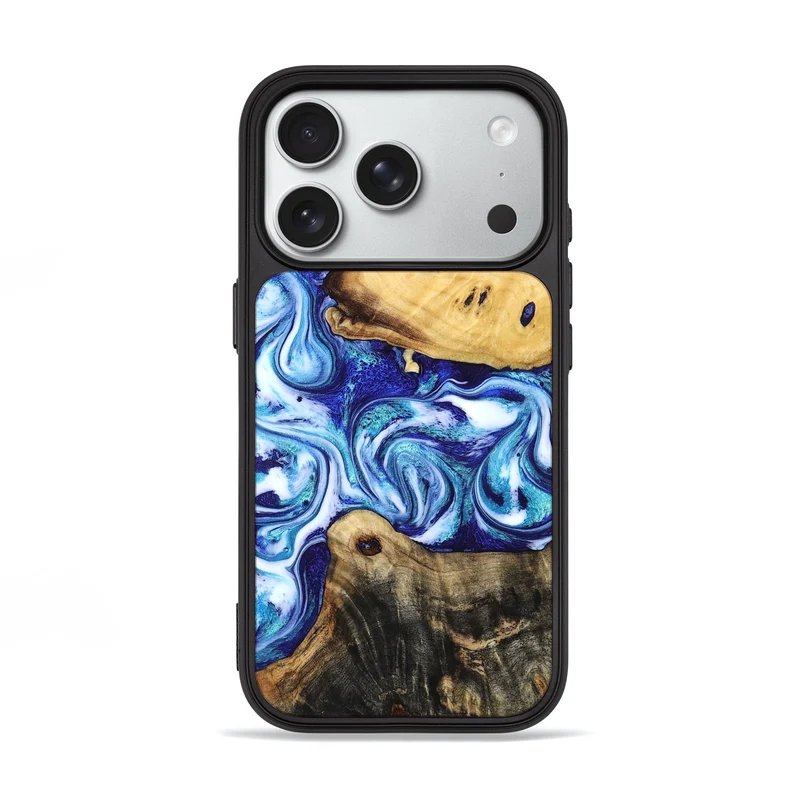 iPhone 18 Pro Wood Phone Case - Mittie (Blue, 830132)