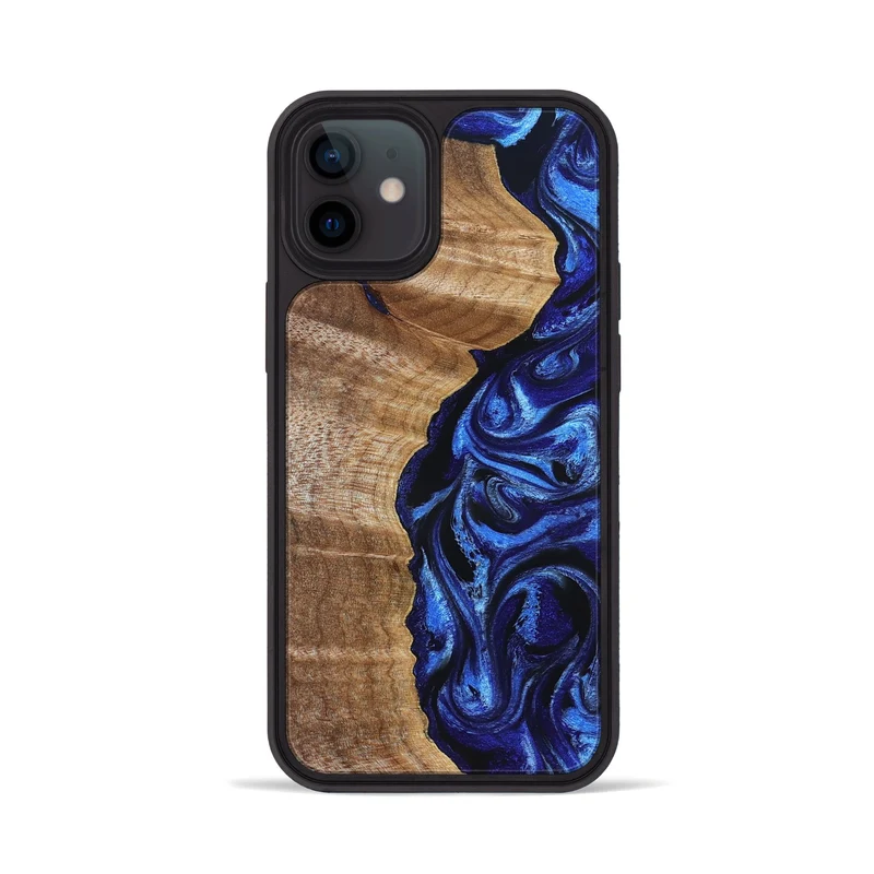 iPhone 12 Wood Phone Case - Susan (Blue, 830135)