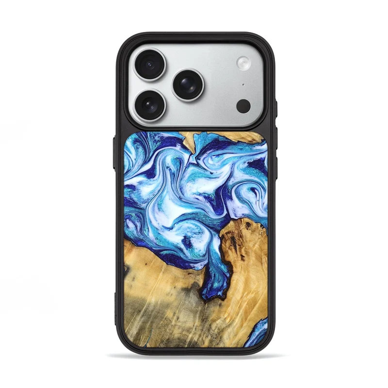 iPhone 18 Pro Wood Phone Case - Mervin (Blue, 830125)