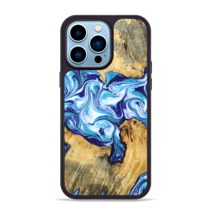 iPhone 14 Pro Max Wood Phone Case - Mervin (Blue, 830125)