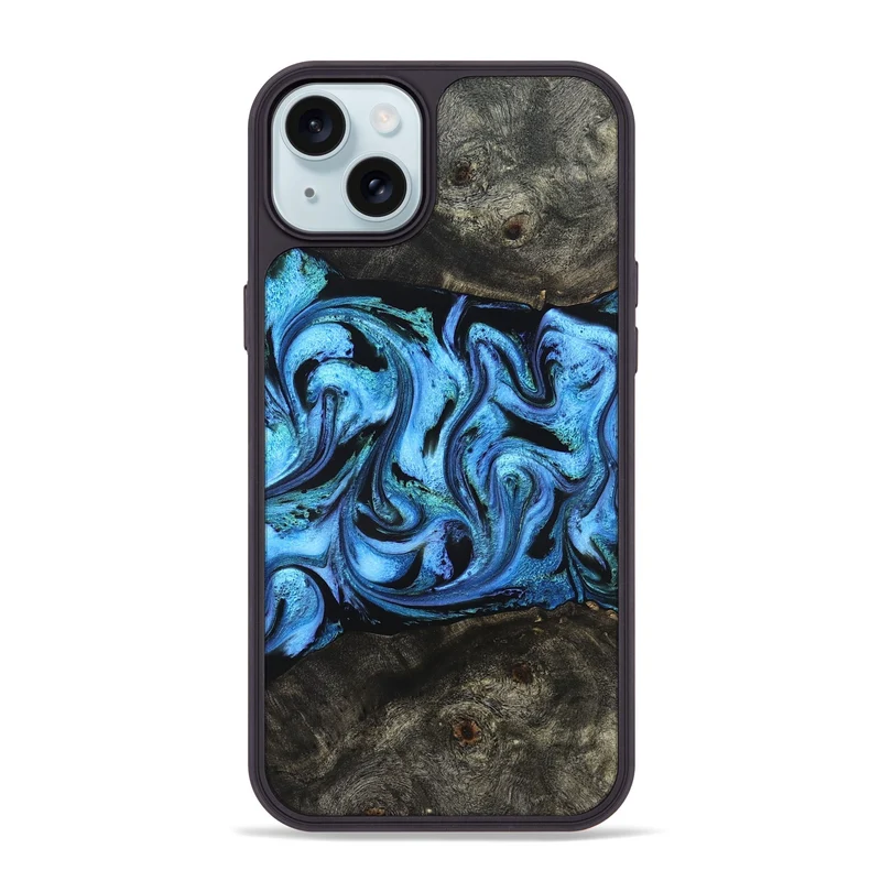 iPhone 15 Plus Wood Phone Case - Jami (Blue, 830128)