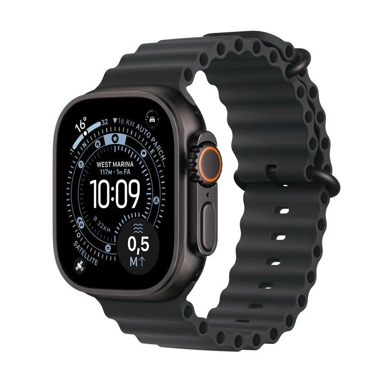 Apple Watch Ultra 3 GPS + Cellular 49mm Smartwatch Cassa Titanio Nero con Band Ocean Nero