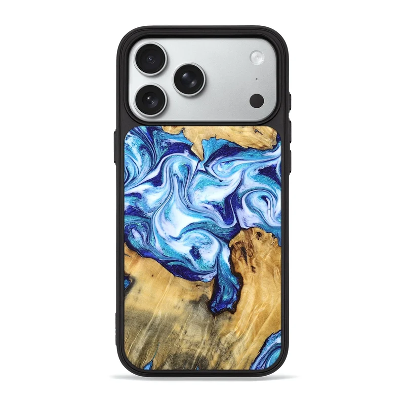 iPhone 18 Pro Max Wood Phone Case - Mervin (Blue, 830125)