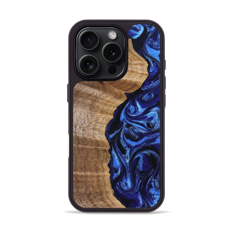 iPhone 16 Pro Wood Phone Case - Susan (Blue, 830135)