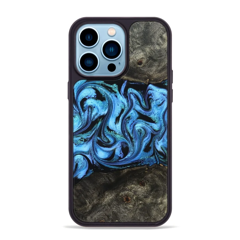 iPhone 14 Pro Max Wood Phone Case - Jami (Blue, 830128)