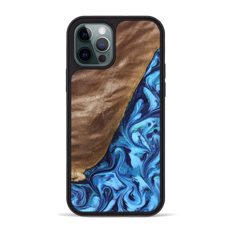 iPhone 12 Pro Max Wood Phone Case - German (Blue, 830127)