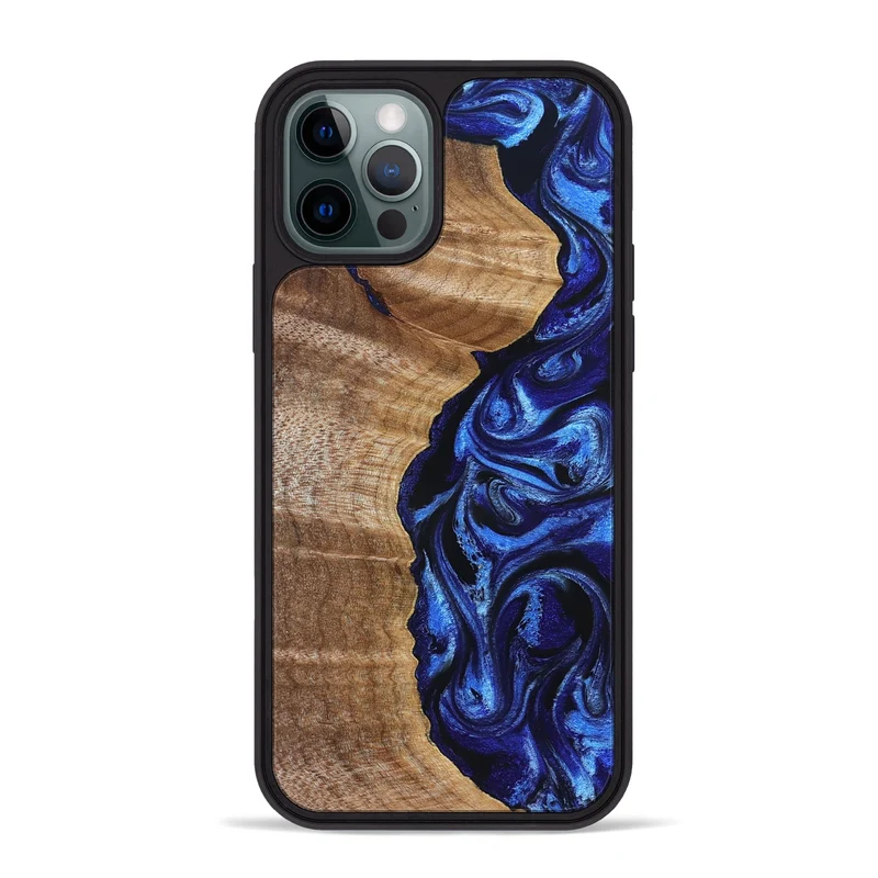 iPhone 12 Pro Max Wood Phone Case - Susan (Blue, 830135)
