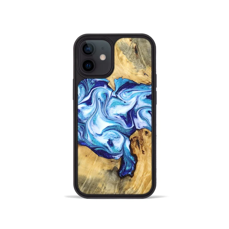 iPhone 12 mini Wood Phone Case - Mervin (Blue, 830125)