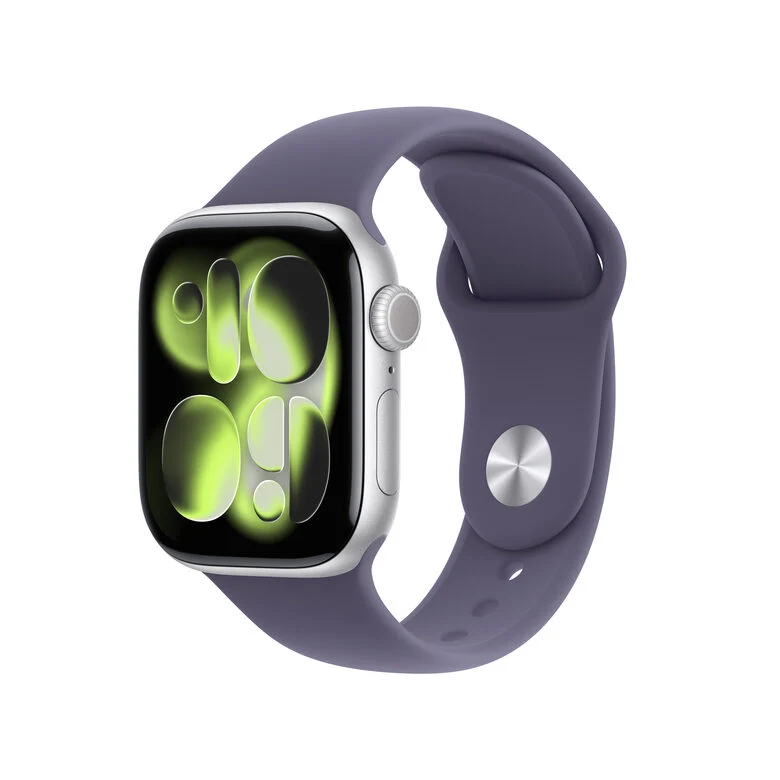 Apple Watch Series 11 GPS 42mm Cassa Alluminio Argento con Sport Band Viola Nebbia - M/L