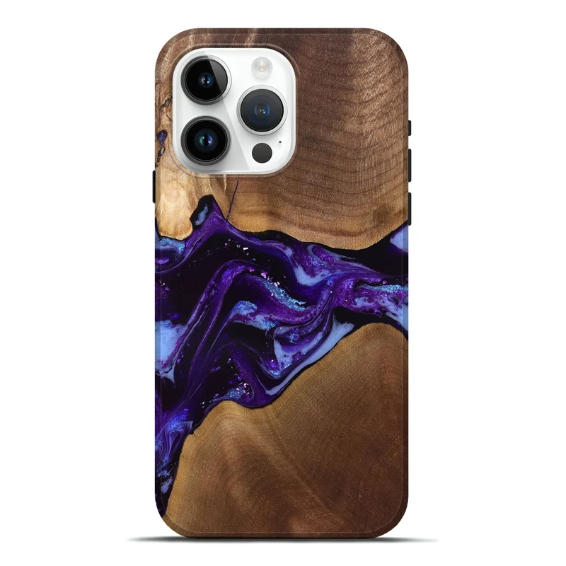 iPhone 15 Pro Max Wood Live Edge Phone Case - Cierra (Purple, 829793)