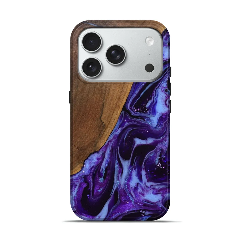 iPhone 18 Pro Wood Live Edge Phone Case - Koen (Purple, 829794)