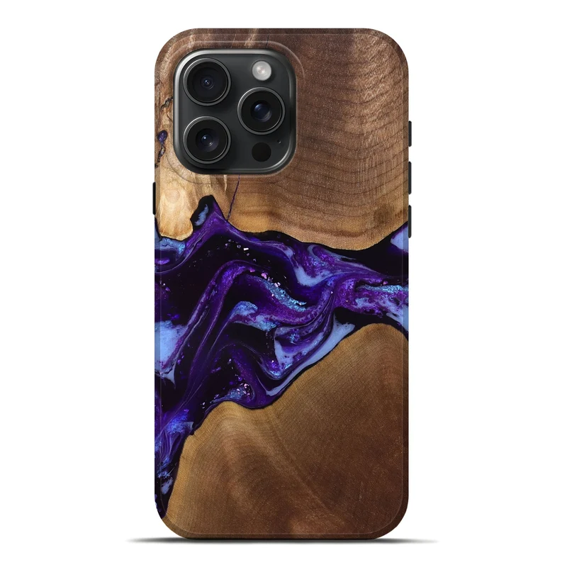 iPhone 16 Pro Max Wood Live Edge Phone Case - Cierra (Purple, 829793)