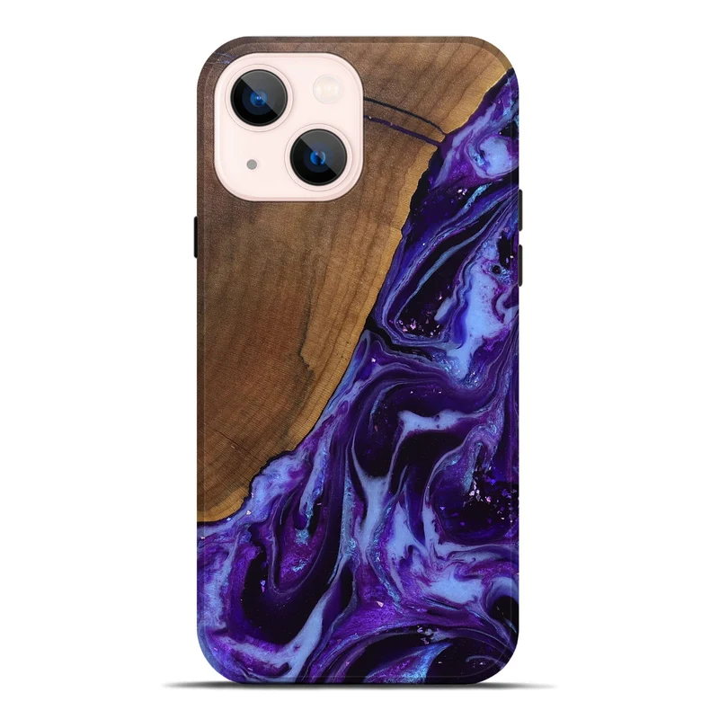 iPhone 14 Plus Wood Live Edge Phone Case - Koen (Purple, 829794)