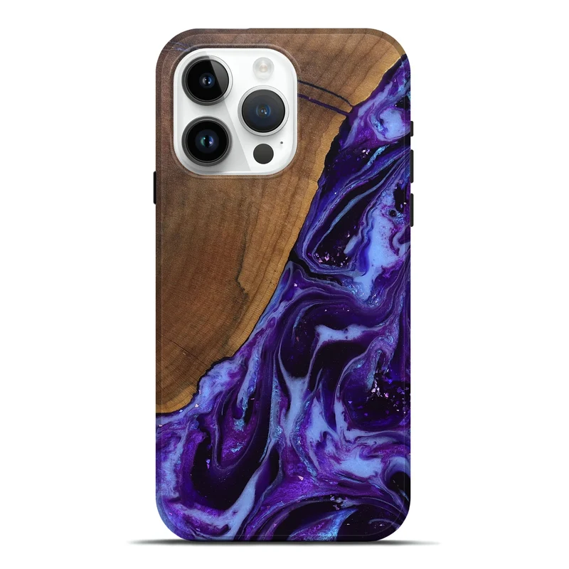 iPhone 15 Pro Max Wood Live Edge Phone Case - Koen (Purple, 829794)