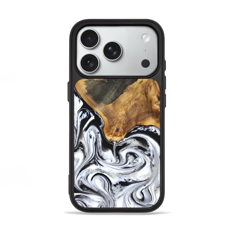 iPhone 18 Pro Wood Phone Case - Trinity (Black & White, 829736)
