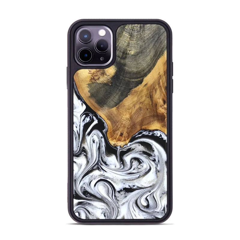 iPhone 11 Pro Max Wood Phone Case - Trinity (Black & White, 829736)