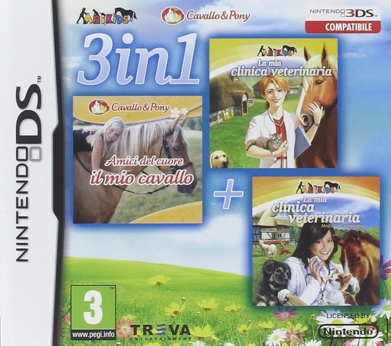 3 IN 1 Amici del cuore: il mio cavallo. La mia clinica veterinaria. La mia clinica veterinaria: medici in campagna. NINTENDO DS