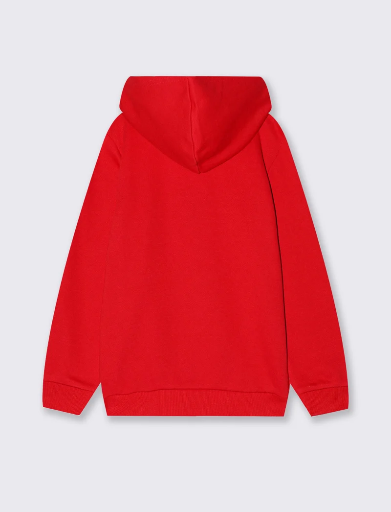 Felpa con cappuccio e maxi stampa stilosa - Rosso