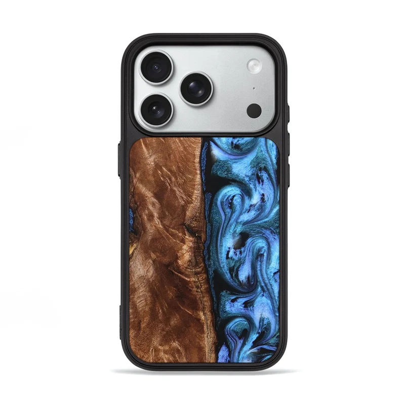 iPhone 18 Pro Wood Phone Case - Lily (Blue, 829989)