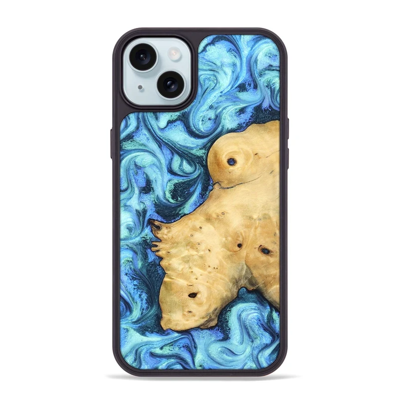 iPhone 15 Plus Wood Phone Case - Stacey (Blue, 829950)