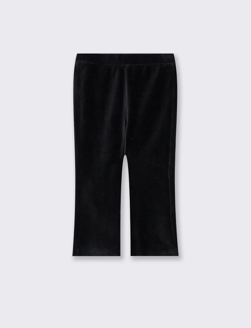 Leggings in velluto a zampa casual - Nero