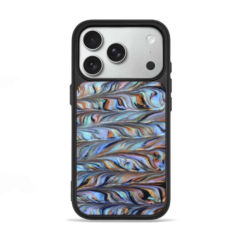 iPhone 18 Pro ResinArt Phone Case - Smith (Teal & Gold, 830009)