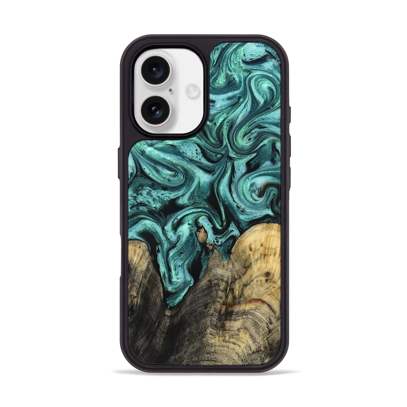 iPhone 17 Wood Phone Case - Omarion (Green, 829977)