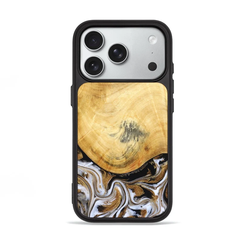 iPhone 18 Pro Wood Phone Case - Kamiyah (Black & White, 830030)