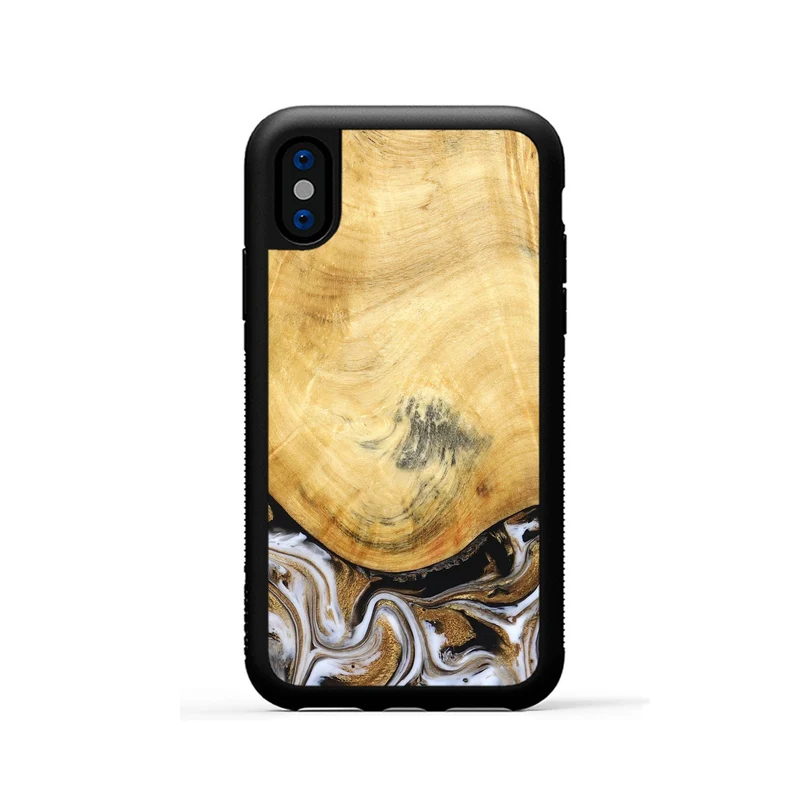 iPhone Xs Wood Phone Case - Kamiyah (Black & White, 830030)
