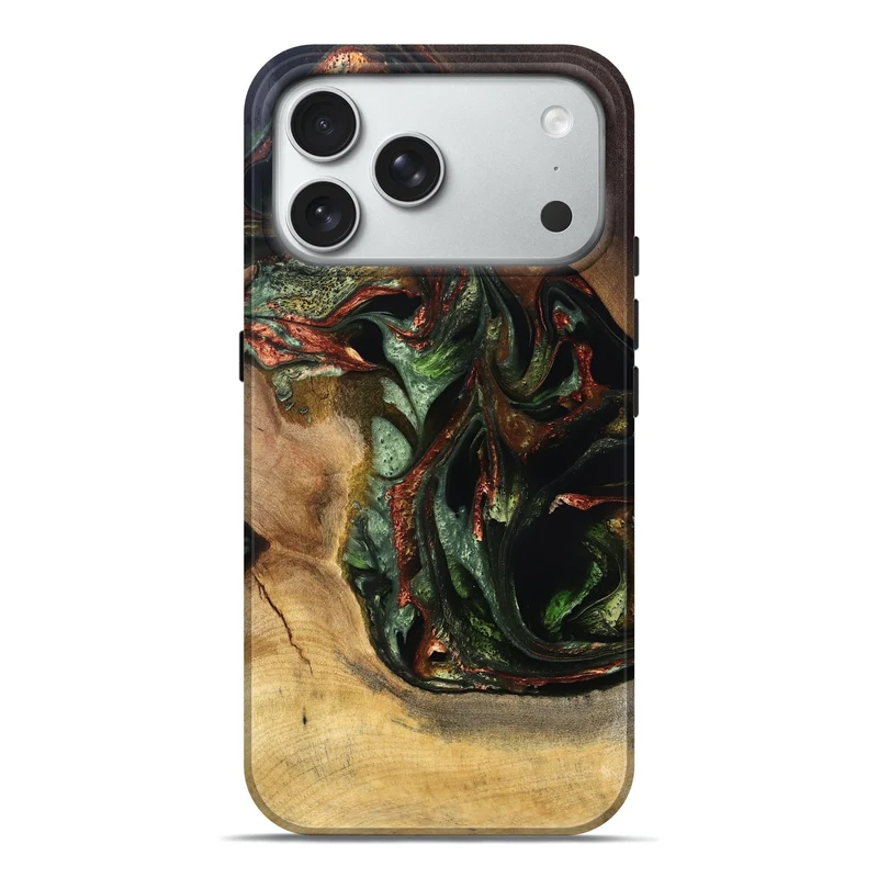 iPhone 18 Pro Max Wood Live Edge Phone Case - Mikala (Green, 829829)