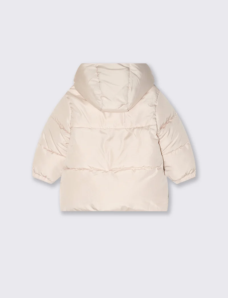 Giaccone caldo con fiocchi e cappuccio - Beige