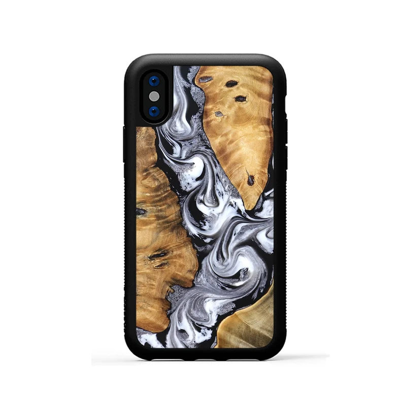 iPhone Xs Wood Phone Case - Cloe (Black & White, 830041)