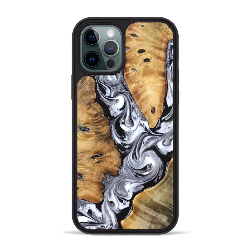 iPhone 12 Pro Max Wood Phone Case - Cloe (Black & White, 830041)