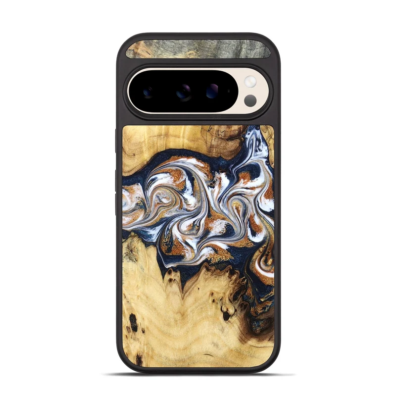 Pixel 10 Pro Wood Phone Case - Savanna (Teal & Gold, 830008)