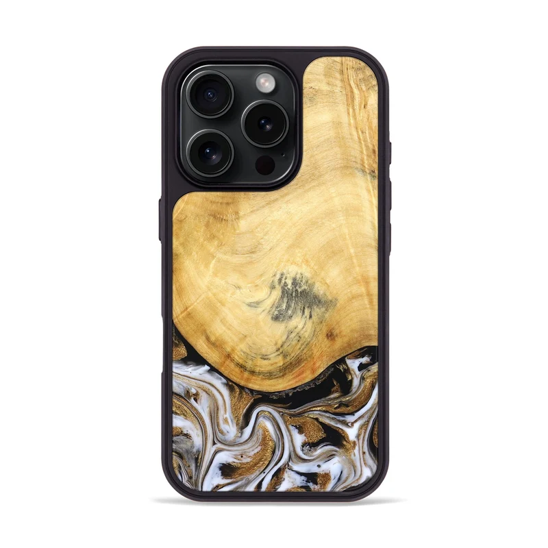iPhone 16 Pro Wood Phone Case - Kamiyah (Black & White, 830030)