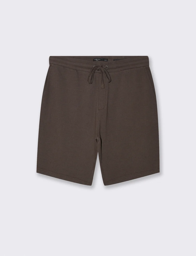 Bermuda Jacquard Effetto Juta con Vita Jogger - Moro