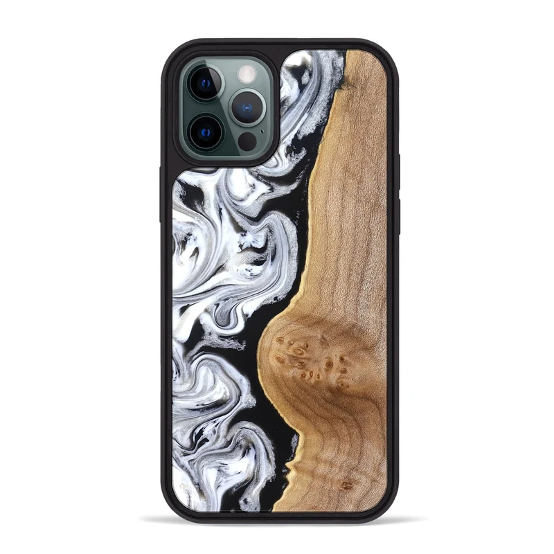 iPhone 12 Pro Max Wood Phone Case - Rolland (Black & White, 830032)